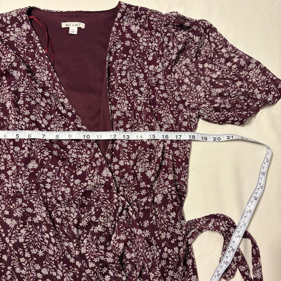 Miami Mini Wrap Dress in a Wine Red Floral Print - Picture 2 of 8